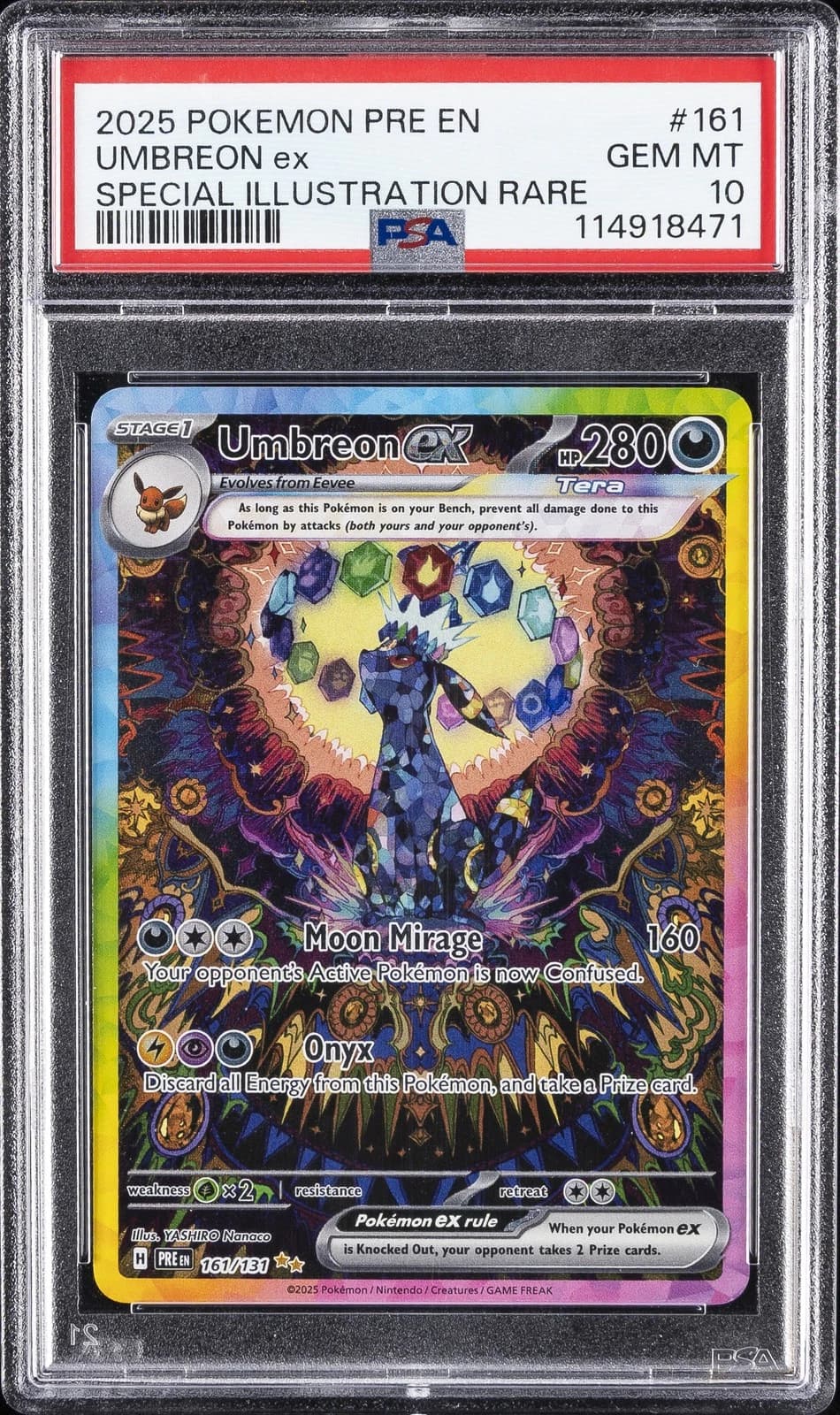 2025 POKEMON PRE EN-PRISMATIC EVOLUTIONS #161 UMBREON EX PSA 10